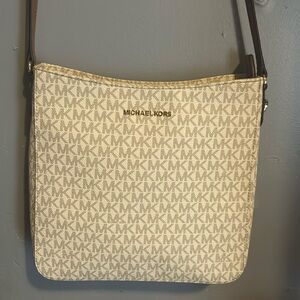 Michael Kors white with brown Large Crossbody